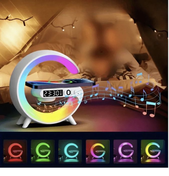 Lampa  cu sunete , ceas si incarcare wirelss