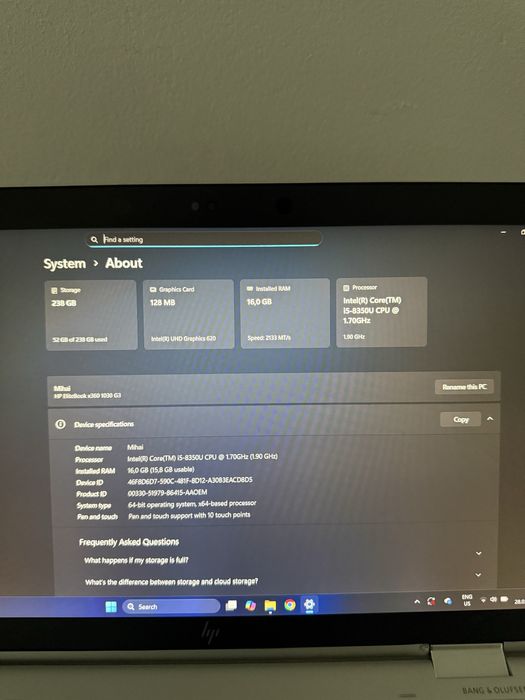 Laptop HP X360 G3