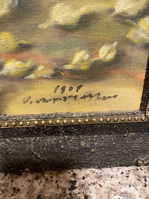 tablou  pictura veche pe panza pictura pe panza pictura in ulei