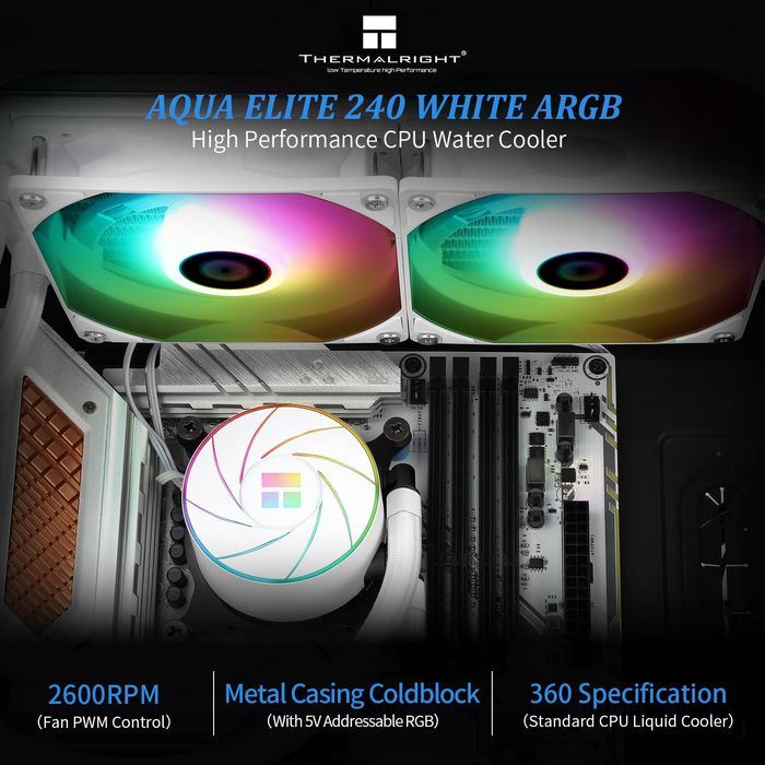 Cooler CPU Thermalright Aqua Elite 240 White ARGB, racire pe apa