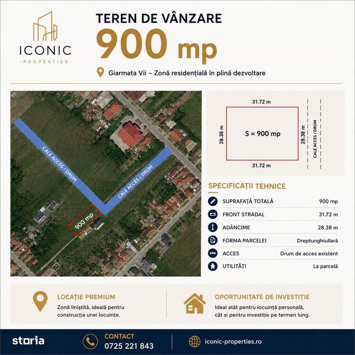 De vanzare 900 mp teren, Giarmata Vii pentru constructii !