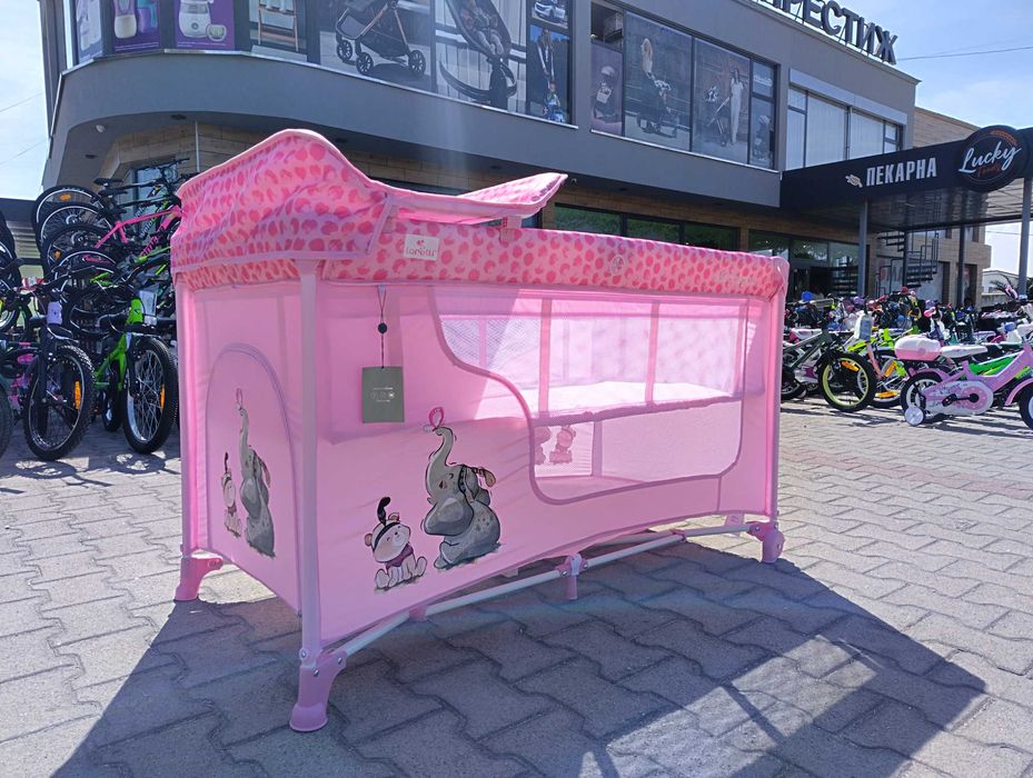 LORELLI Детска кошара на 2 нива с повивалник MOONLIGHT розов