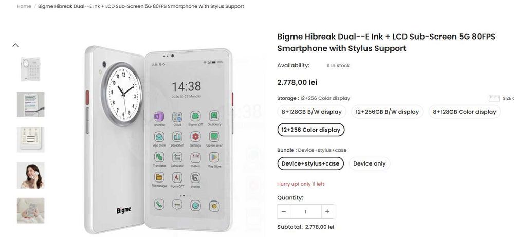 Bigme Hibreake Dual -- E Ink + LCD Sub Screen 5G with Stylus - color
