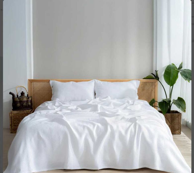 Покрывало хлопок двуспальное белое