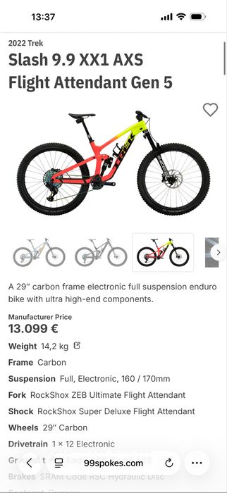Trek Slash 9.9 XX1 AXS Flight Attendant Carbon 29”