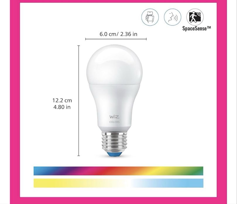 Bec inteligent WiZ Colour [E27 cu șurub Edison] WiFi conectat.