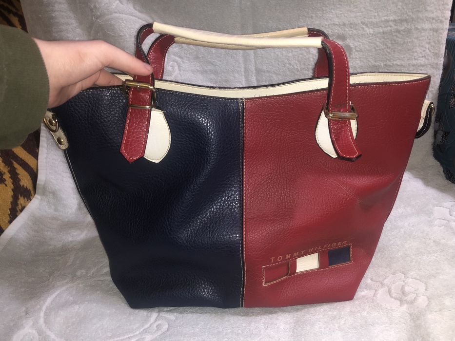 Geantă de piele toomy hilfiger