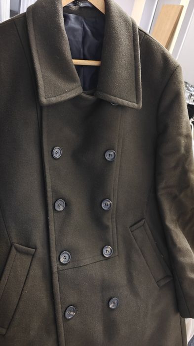 Мъжко вълнено зелено палто Zara XL