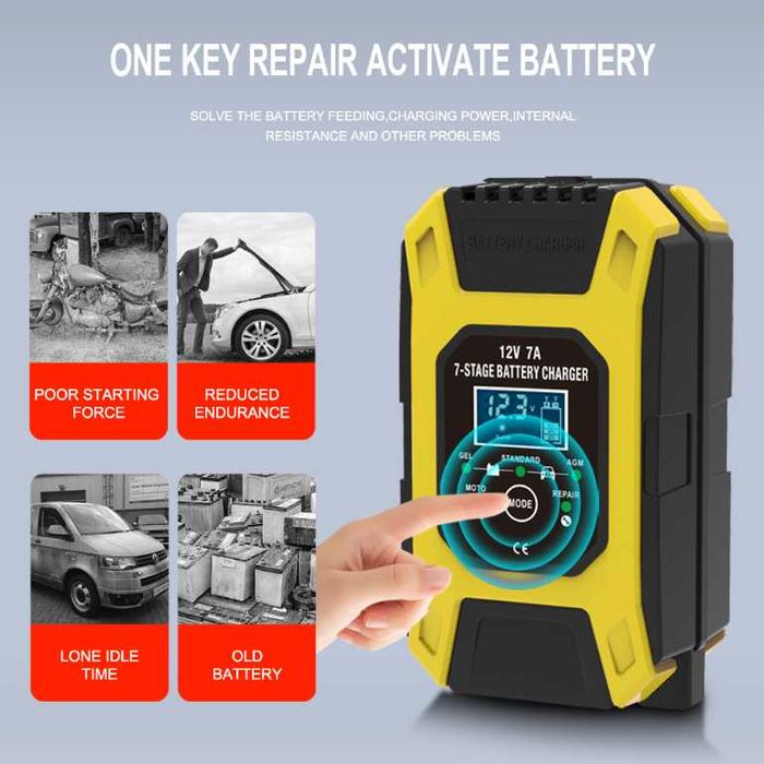 Redresor baterii auto/moto 12V 7A afisaj electronic functie Repair