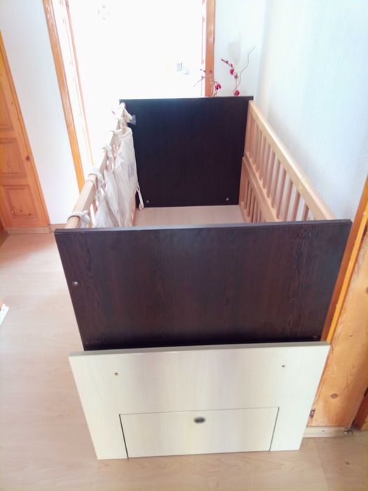 НАМАЛЕНА !!!3 в 1- кошара ,люлка и легло с вграден шкаф на колела п