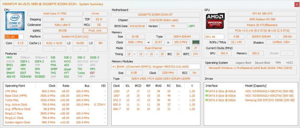 PC Gaming i7-7700 / RX 580 4GB / 16GB RAM / SSD Samsung 256 / HDD 1TB