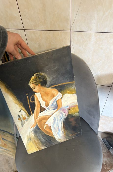 Set 6 tablouri pictate manual ulei  cimpoesu 249 Lei bucata