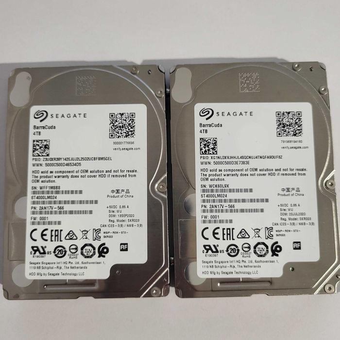 Seagate Barracuda 4TB HDD 2.5" — 2 бр. (цена за 1 бр.) (Разопакован)