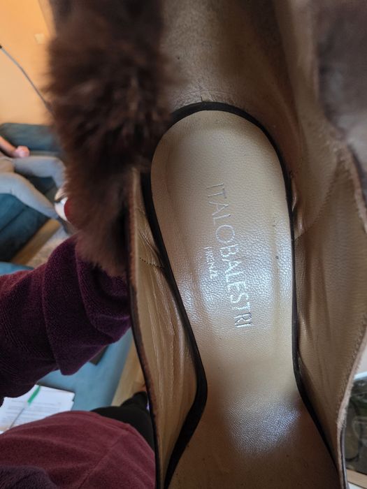 Високи токчета на Italo balestri, комбинация естествена кожа с косъм