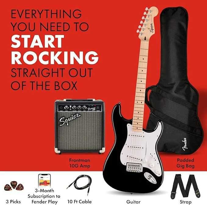 Электрогитара Squier Sonic Strat Pack - Pack (PK SON STRAT MN WPG BLK)