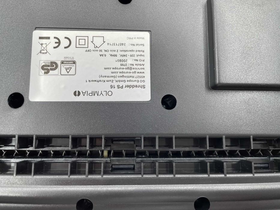 Distrugător de documente, Olympia PS16