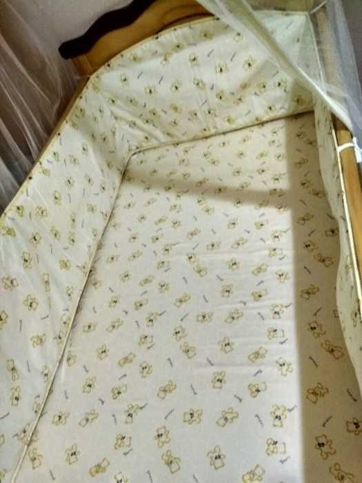 детская кроватка и люлька в комплекте из натурального дерева-бамбука