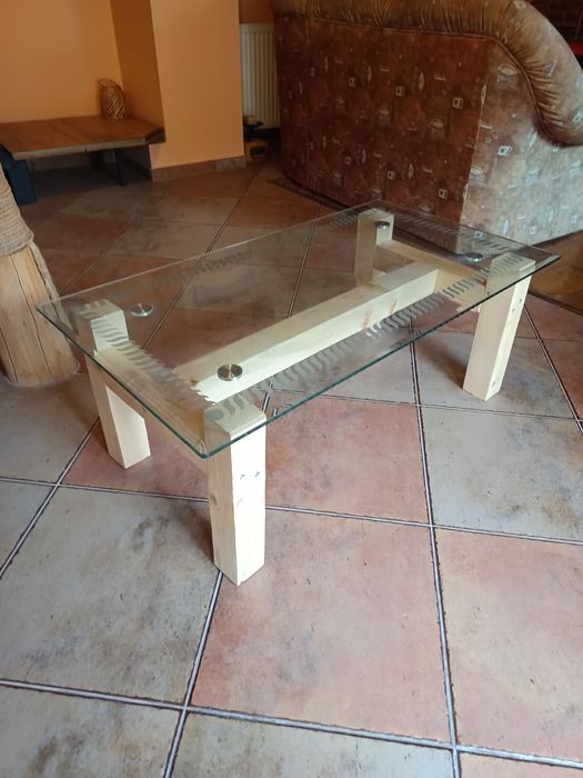 Masa cafea blat sticla sau lemn recuperat