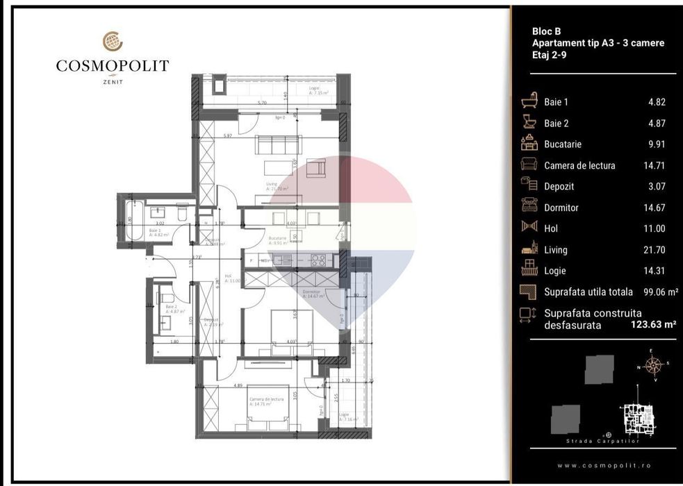 Apartament 3 Camere Premium - Cosmopolit Zenit - 0% COMISION