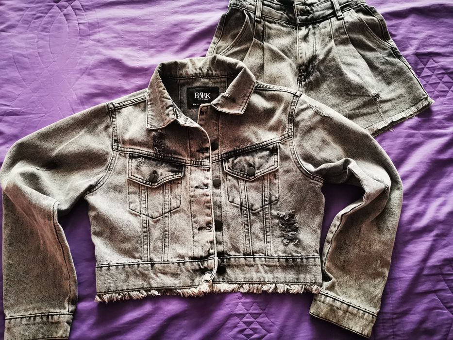 Сив дънков комплект