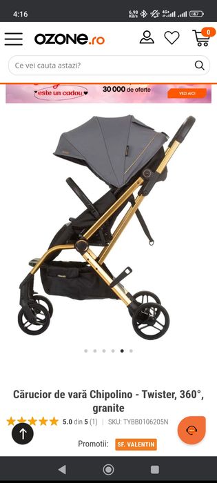 Cărucior  Chipolino - Twister, 360° slim, black