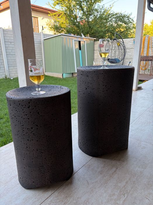 Set 2 măsuțe cafea HOMPUS MGO, interior/exterior, terasă, grădină, aspect beton