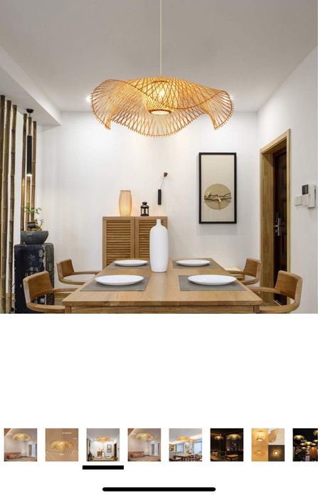 Ратанова плетена лампа бохо