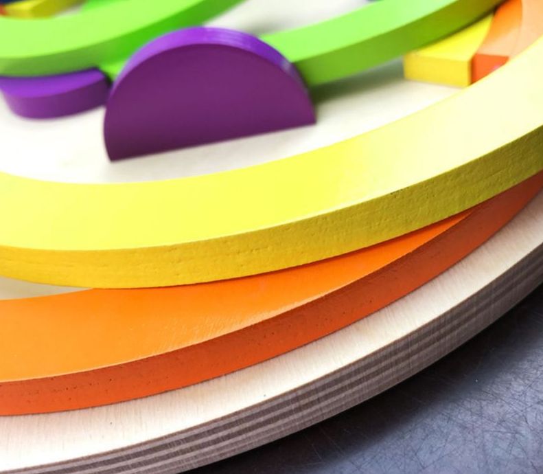 ХИТ! Двойна цветна дървена дъга с табла за поместване Wooden colorfull