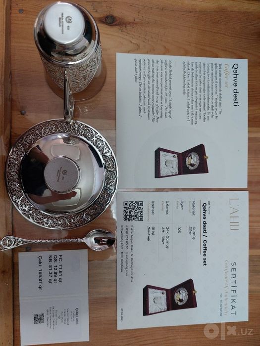 L’AHIJ Exclusive  Silver Coffee Set  Azarbayjon Baku Lahij. Maʼlumot t