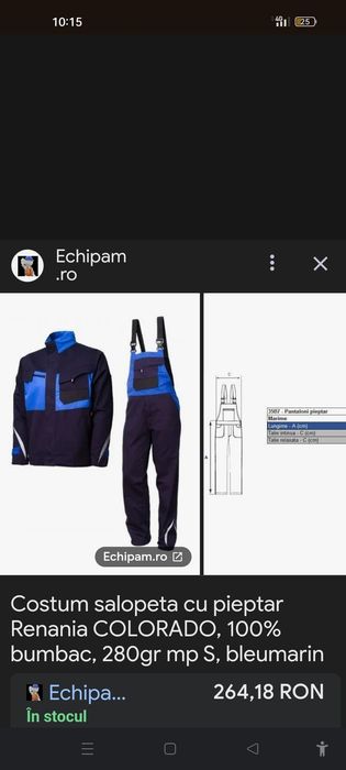 Costum de salopetă cu pieptar