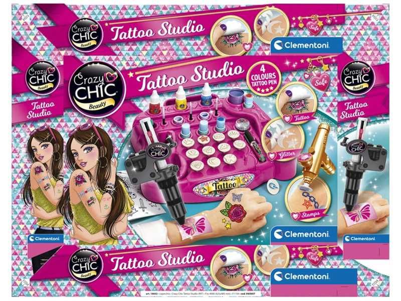 НОВО! Детски комплект за татуировки Clementoni Tattoo Studio