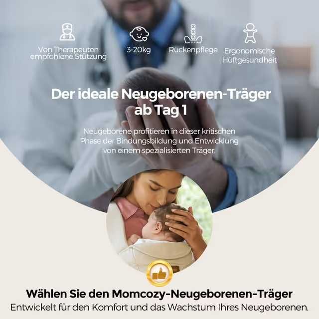 Marsupiu Bebelusi Momcozy Ergonomic cu Suport pentru Gat,3-11 Kg, Negru