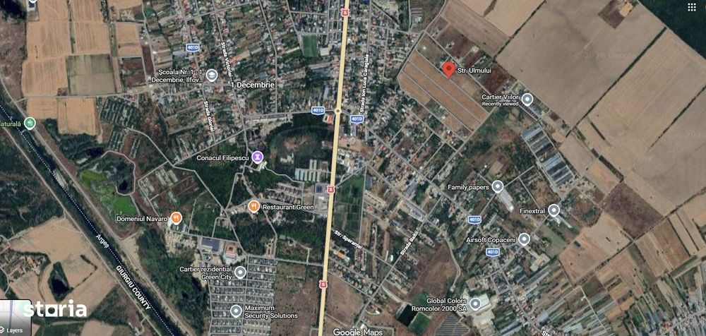 Teren intravilan de vanzare – 1 Decembrie, Ilfov – 1040 mp