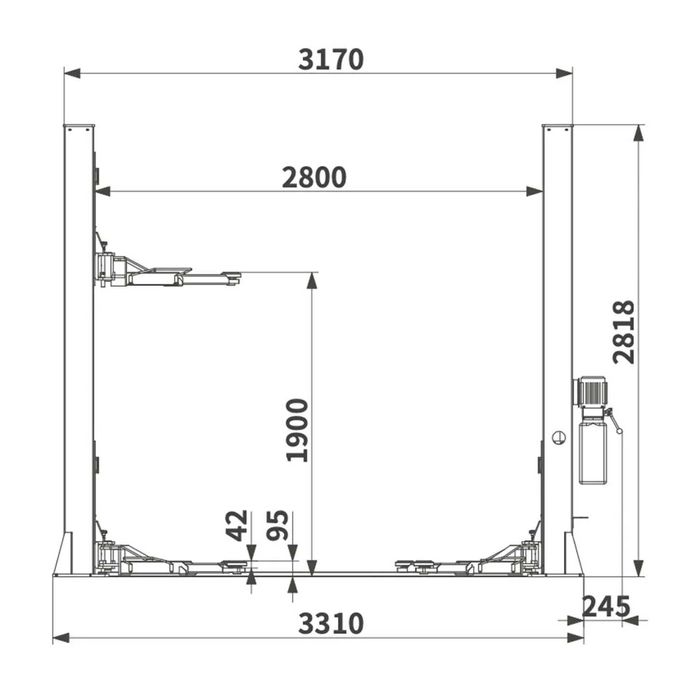Elevator 2 coloane, brate fata 3 segmente/asimetrice, cod-RHM 242M