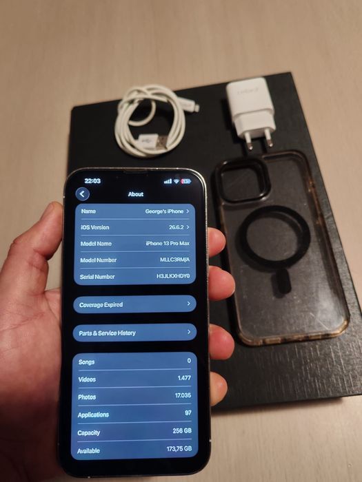 iPhone 13 Pro Max 256GB  9.5/10 | Încărcător, Husă & Folie | Baterie originalǎ 73%