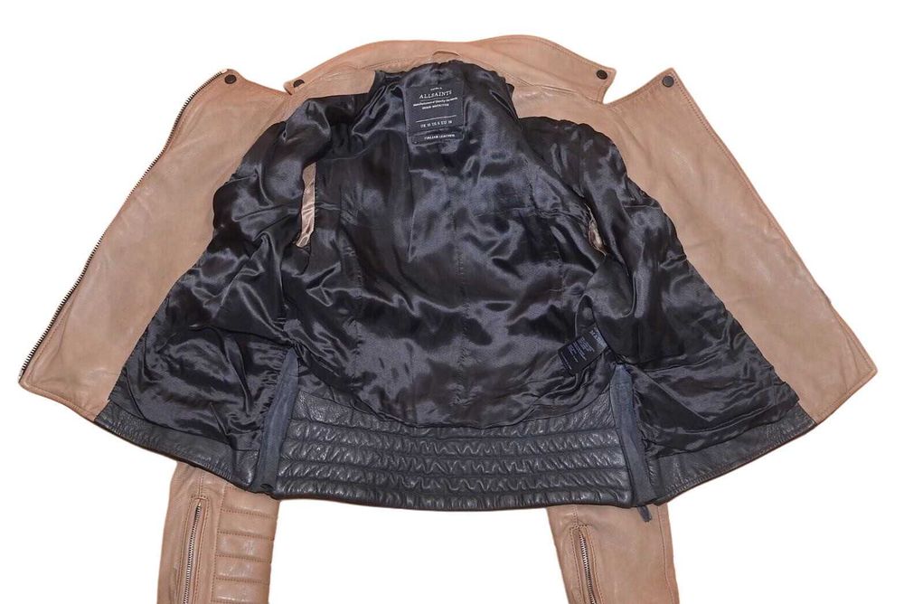 AllSaints Amity Biker Дамско Кожено яке Естествена Кожа Черно/Кафяво M