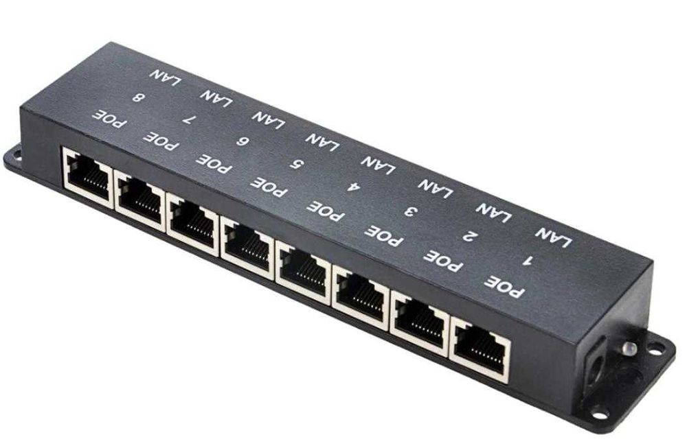 ФотоВолт 8Port Poe HUB Splitter Injector Мрежов Инжектор IP Камери NVR