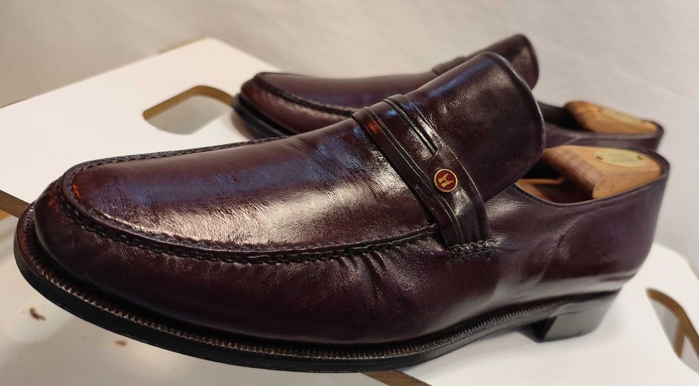 Pantofi loafer de lux 44 44.5 Moreschi lucrati manual piele naturala moale maro castana