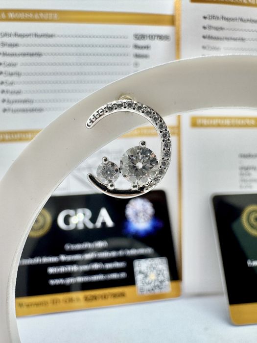 Сребърни обеци с мойсанит (Диамант) 0.8 карата