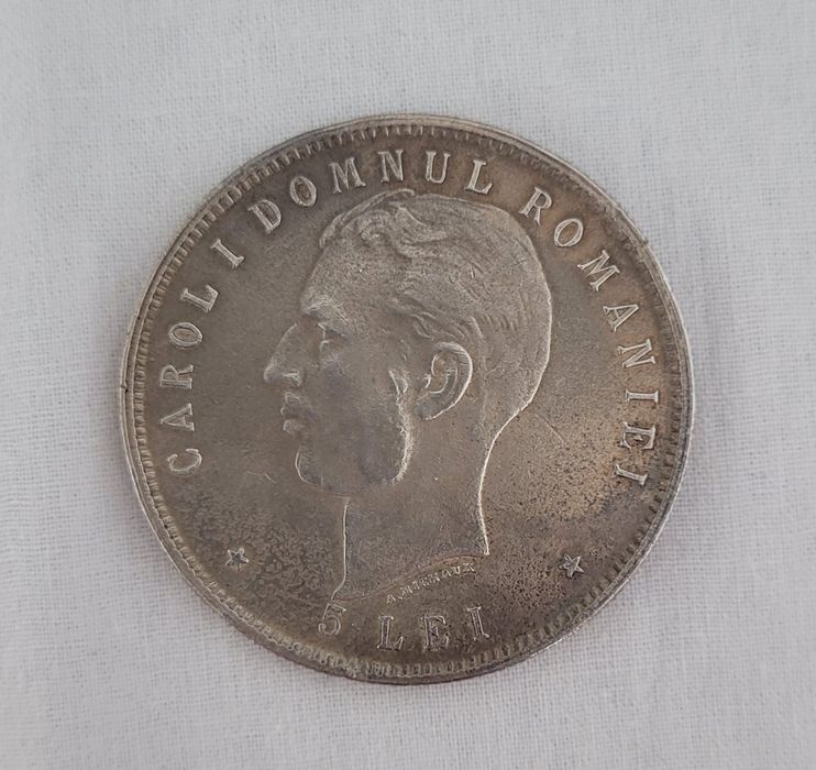 Moneda veche argint 5 lei 1906 România