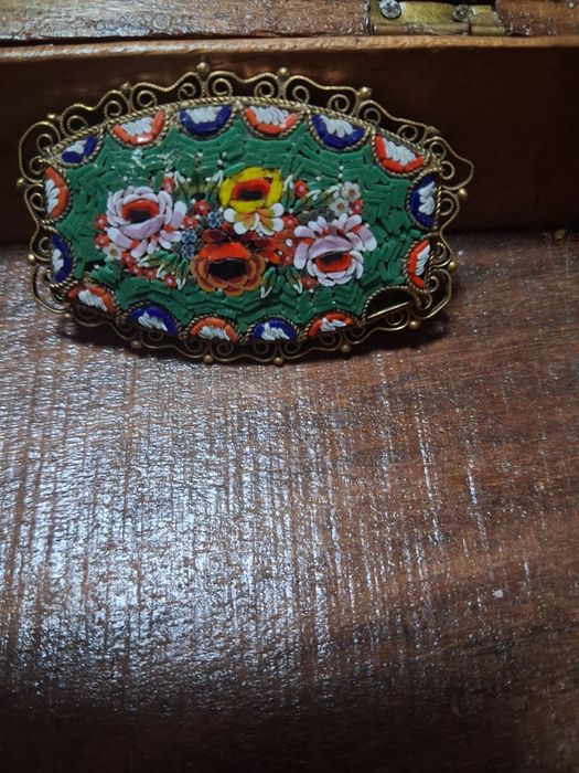 Брошка Винтидж италианска микромозайка  лампа на Аладин