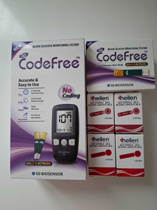 glucometru CodeFree + 60 teste + 100 ace