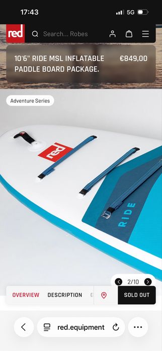 Paddle board SUP Red paddle co RIDE allround 10,6”