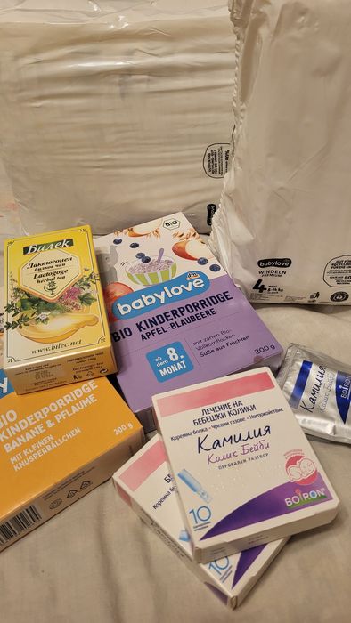 Лот Каши, лактогенен чай, пелени Babylove 4 84бр 8-14кг