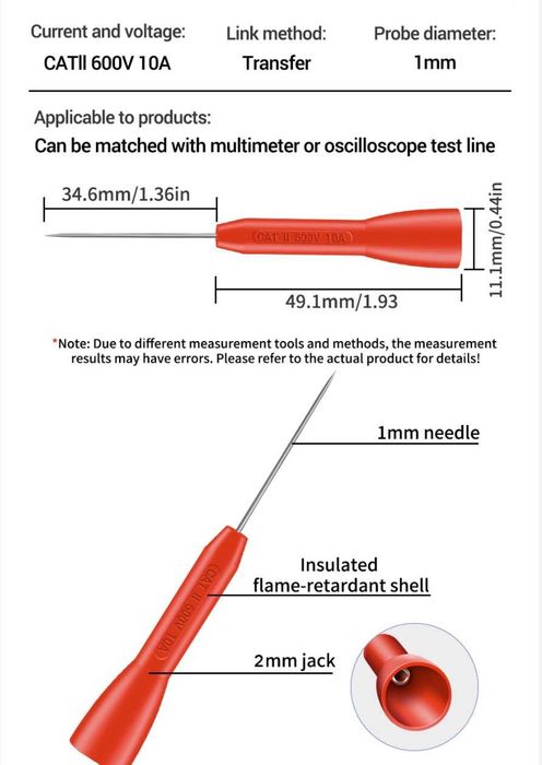 Sonda de testare tip ac multimetru terminal de masura tip ac 600V 10A