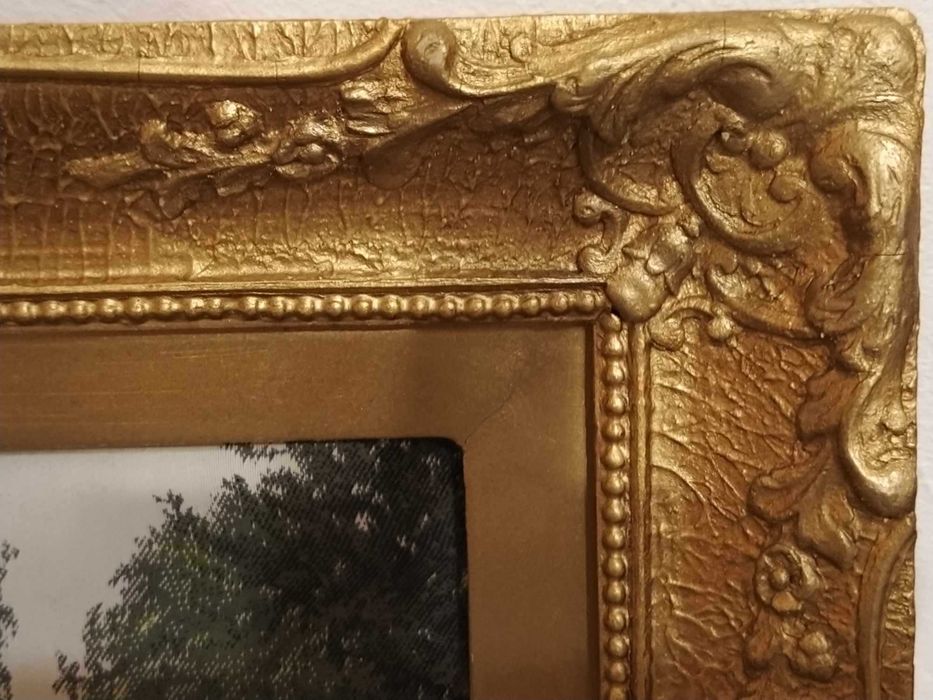 Винтидж машинен гоблен Хангжу, картина пейзаж, тъкана върху коприна