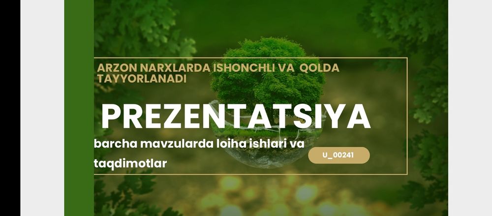 Prezentatsiya loyiha ishlari taqdimot kurs ishi konspekt