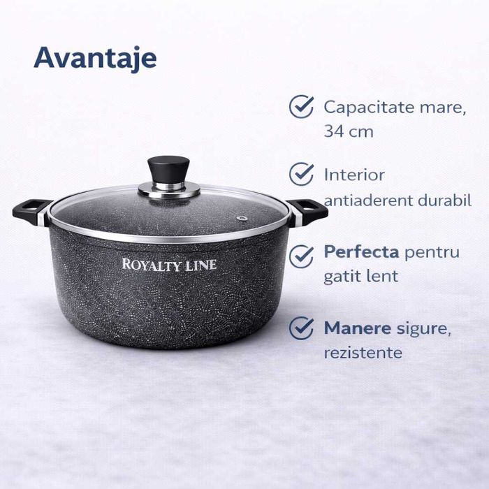 Oala din aluminiu turnat cu capac 34 cm Royalty Line