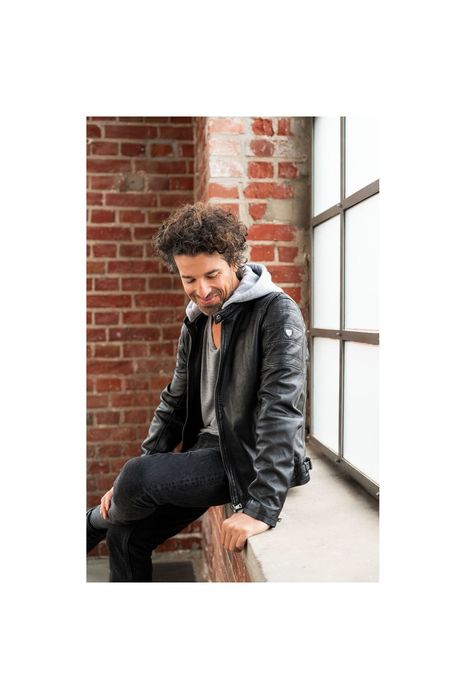 Geaca de Piele Barbati Mauritius Neagra Rylo