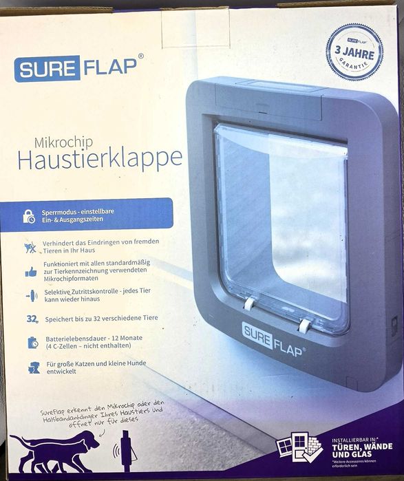 Ușă animale cu microcip SureFlap –pisici mari / câini talie mică –NOU